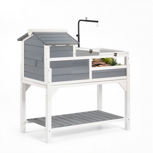 VEVOR Schildpaddenhuis, Schildpaddenverblijf, Reptielenkooi 1020x515x1050 mm, voor schildpadden, reptielen en kleine dieren, 4 kamers, 2 verdiepingen, hellingbaan, opbergvak, verstelbare lampvoet en scharnierend deksel
