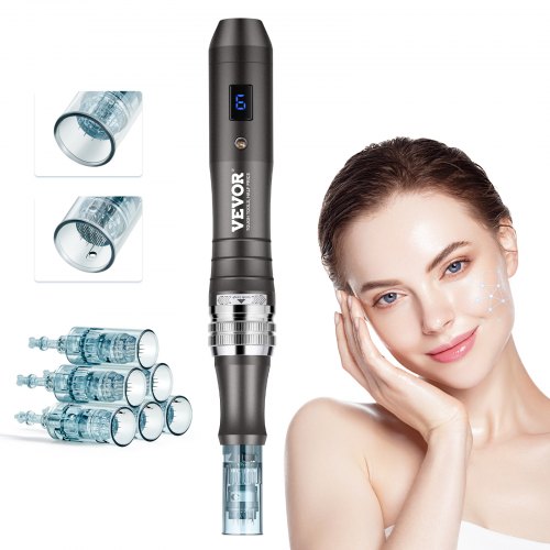 VEVOR Elektrische Dermapen Microneedling Pen 6-speed met 6 naalden anti-aging afbeelding
