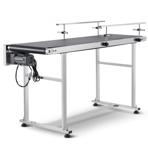 VEVOR transportband 1498,6 x 398,8 mm transporttafel gemotoriseerde transportband voor inkjetcoderingstoepassingen aangedreven PVC-band antistatisch instelbare snelheid (dubbele leuning) afbeelding