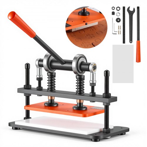 VEVOR Lederponsmachine 260x150 mm Ledersnijmachine Gatenponsmachine, Handpers voor het reliëf maken en ponsen van leer, stof, papier en siliconen 1,5 t Druk 12 mm Slag Stalen constructie Twee geleideassen