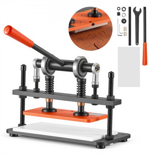 VEVOR Lederponsmachine 260x120 mm Ledersnijmachine Gatenponsmachine, Handpers voor het reliëf maken en ponsen van leer, stof, papier en siliconen 1,5 t Druk 12 mm Slag Stalen constructie Twee geleideassen