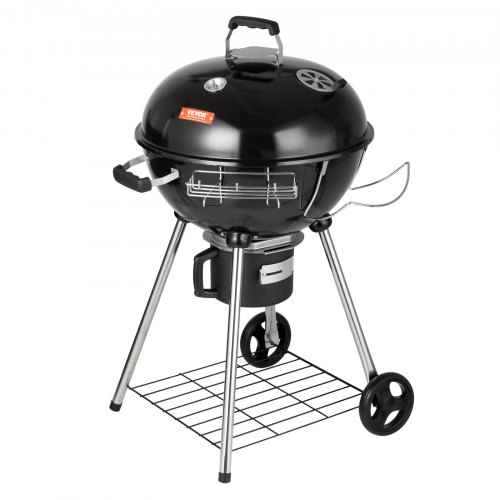 VEVOR Kettle houtskoolgrill kogelgrill 56 cm draagbaar, barbecue kogelgrill met deksel, asbak picknickgrill met groot grilloppervlak, houtskool, zwart, 63 x 82 x 88 cm houtskool ronde grill reizen afbeelding