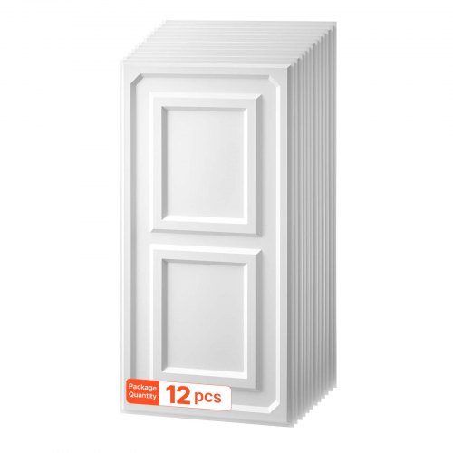VEVOR 12 stuks PVC plafondpanelen 605x1215mm wit, 3D-constructie, slagvast, brandwerend, op maat te snijden, geschikt voor systeemplafonds, moderne in