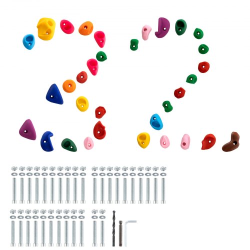 VEVOR 32 klimgrepen, klimstenen, rotswandgrepen, kleurrijk voor binnen/buiten afbeelding