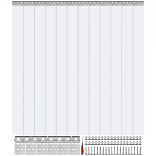 VEVOR 183x244cm strokengordijnlamellen PVC transparant 2mm dik afbeelding