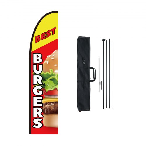 VEVOR Beachflag Burger Restaurant Reclamebanner Snack Vlaggenmasten 498,5cm afbeelding