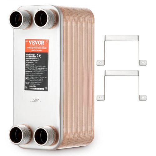 VEVOR 50 platenwarmtewisselaar 4x1-1/4 inch MNPT aansluitingen 316L RVS afbeelding