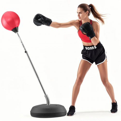 VEVOR bokszakkenset, reflexbokszak voor kinderen en volwassenen, in hoogte verstelbare bokszakkenset met bokshandschoenen en standaard, workout speedbag voor training in de homegym 43 x 43 x 146 cm afbeelding