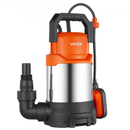 VEVOR Dompelpomp 750 W 20.000 l/u 9 m opvoerhoogte. Ideaal voor zwembaden, kelders en vijvers. Automatische vlotterschakelaar, thermoplastisch materiaal en 3 m stroomkabel. Waterdicht tot IPX8.