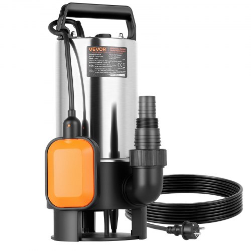 VEVOR 710W dompelpomp, 20.000 l/u, vuilwaterpomp voor afvalwater, vuil water en schoon water met automatische vlotterschakelaar, opvoerhoogte 9 m, voor zwembaden, vijvers en overstroomde gebieden