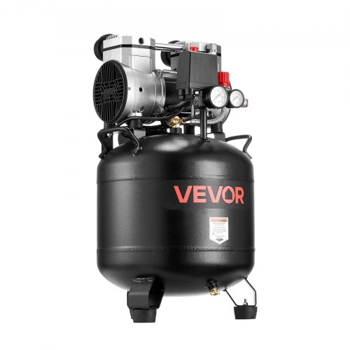 VEVOR 30L luchtcompressor, 2 pk luchtcompressor, 113 l/min bij 6,2 bar, max. 10 bar druk, olievrije compressortank voor autoreparaties, banden oppompen, schilderen, houtbewerking en spijkeren.