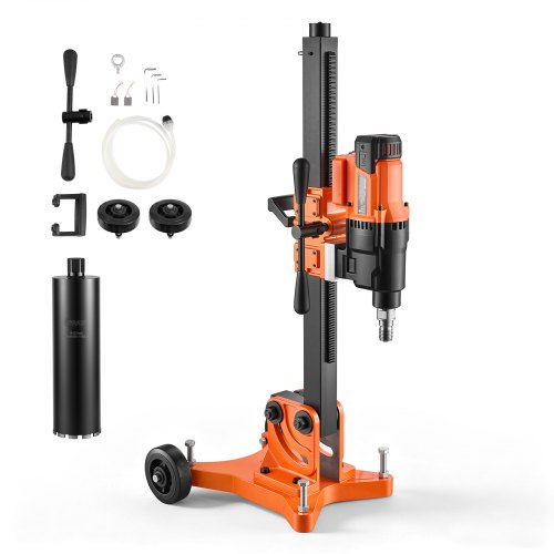 VEVOR diamantkernboormachine 3 kW, droog/nat, 20-305 mm, voor beton, baksteen, asfalt en marmer, 127 mm natte boor, kantelbare standaard en chassis, 1000/550 tpm, UNC1 1/4-7 schroefdraad