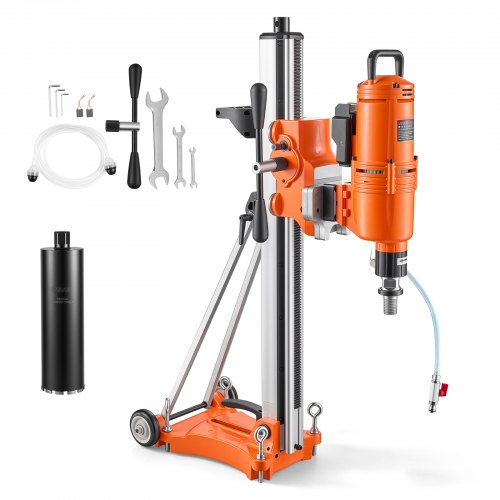 VEVOR Diamantkernboor 4500W, kernboor voor droog en nat gebruik, 20-450 mm, voor beton, baksteen en steen, 127 mm natte boor, kantelbare standaard, chassis, 1150 tpm, 3-traps snelheidsregelaar, UNC1 1/4-7 schroefdraad