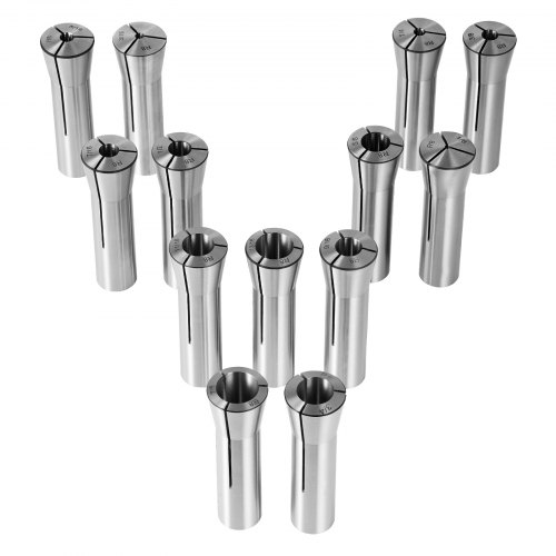 VEVOR 13-delige precisie R8 spantangset, 1/8-7/8 inch (3,2-22,2 mm), koolstofstalen spantanghouder 30 μm TIR voor freesmachines, boormachines, boormachines en bewerkingscentra