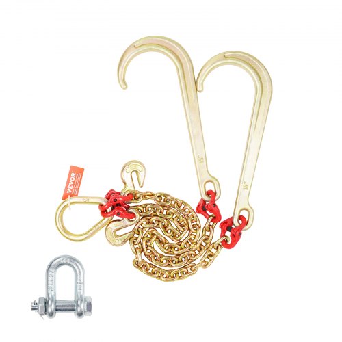 VEVOR 8mmx60cm G80 trekketting J-haak V-ketting transportketting 4898 kg afbeelding