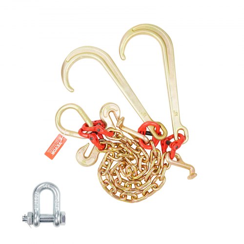 VEVOR 10 mm x 60 cm G80 trekketting J-haak V-ketting transportketting 7074 kg afbeelding