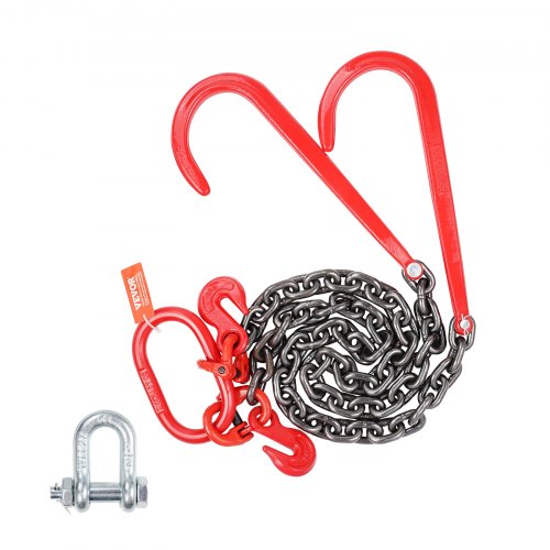 VEVOR 10mmx90cm G80 trekketting J-haak stalen ketting transportketting 7074kg afbeelding