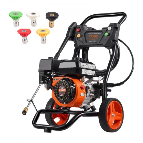 VEVOR benzine hogedrukreiniger 3400PSI 2.6GPM met 5 spuitmondenset voor auto's verticaal afbeelding