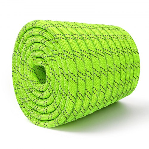 VEVOR polyester touw 19,1 mm x 67 m dubbelgevlochten trektouw neon groen, multifunctioneel touw voor afmeren, klimmen, kamperen en buitengebruik, breeksterkte 8800 kg, 24 buitenste en 26 binnenste strengen, reflecterend ontwerp