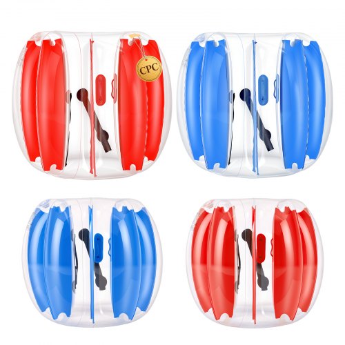VEVOR 4 x Opblaasbare Bumperballen 0,9 m + 1,2 m voor kinderen en tieners, blauw en rood, voor tuin, camping, picknick & gazon, 0,5 mm dik PVC, hittegelaste handgrepen & stevige schouderbanden