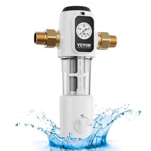 VEVOR spin-downfilter, 40 micron sedimentfilter voor het hele huis voor bronwater, 3/4" GM + 1" GM, 4T/H hoge stroomsnelheid, voor waterfiltersystemen voor het hele huis afbeelding