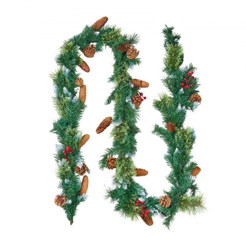 VEVOR dennenkrans Kerstkrans Kerstdecoratie met lichtslinger 2750mm afbeelding