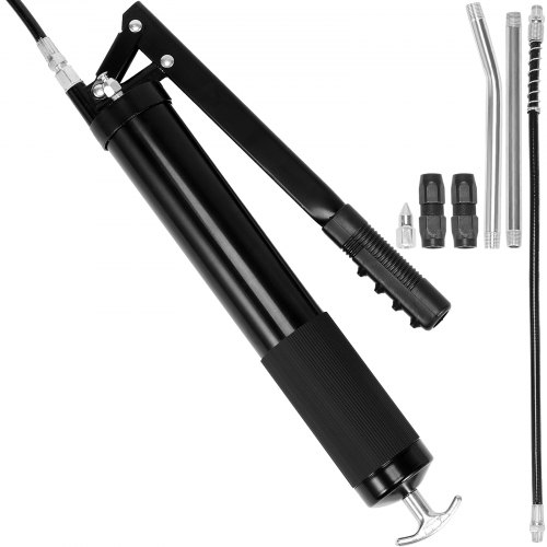 VEVOR Vetspuit 10000PSI Handbediende vetspuit 600CC Vetspuit met één hand Koolstofstaal en aluminiumlegering Handmatige vetspuit met Φ9x470mm slang Handhendel Vetspuit Vetspuit 428x130x56mm afbeelding