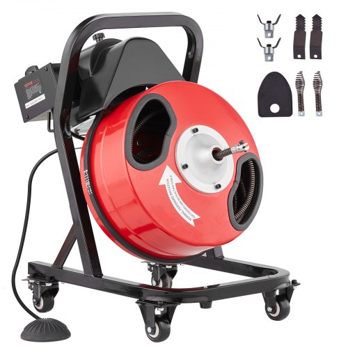 VEVOR pijpreinigingsmachine pijpreinigingsapparaat met wielen handmatig 15mx12,7mm afbeelding