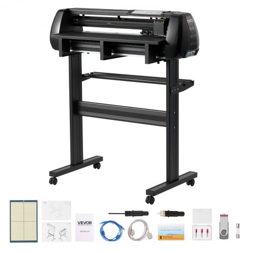 VEVOR Vinylsnijmachine met een maximale invoerbreedte van 72 cm, dubbele messen en led-display, instelbare vinylsnijplotterset met Signmaster-software