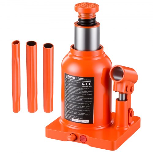 VEVOR hydraulische flessenkrik met een hefvermogen van 12 ton en een hefhoogte van 152–272 mm. Geschikt voor zware pick-ups, middelzware vrachtwagens,