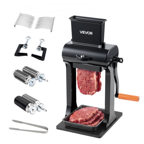 VEVOR 2-in-1 vleesvermalser/vleessnijder, handmatig, snijdikte 7 mm voor biefstukken, varkenskarbonades en kipfilets, met brede invoeropening, tafelkl