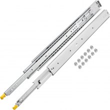VEVOR Schuifladenrails met vergrendeling, 2 ballen, 101,6 cm, laden, 3 vakken, uit elkaar neembaar, 203,2 cm, koudgewalst staal, 225 kg, zijmontage voor plank, industriële kast