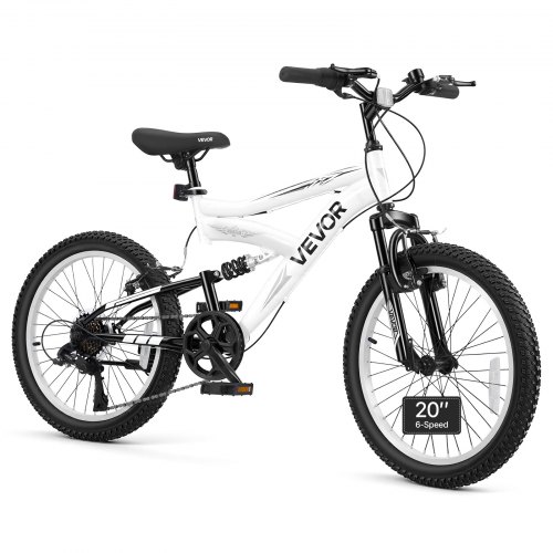 VEVOR Mountainbike 20 inch, 6 versnellingen, carbon frame, volledige vering, ideaal voor recreatief gebruik in parken en op fietspaden, met verstelbaa