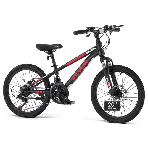 VEVOR Mountainbike 20 inch 21 versnellingen Carbonstaal Zwart voor recreatief fietsen en lichte offroad-tochten, 80 kg draagvermogen, bel, reflectoren