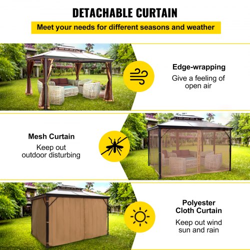 VEVOR Patio Gazebo Hardtop Gazebo 