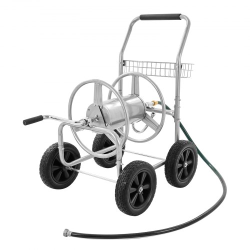 VEVOR Slanghaspelwagen, 1,5 cm x 91 m Geschikt voor slang, Mobiel gereedschap met 4 wielen, Robuust gepoedercoat staal voor buiten met opbergmand voor tuin, tuin, gazon afbeelding