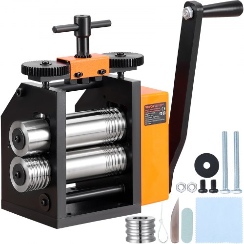 VEVOR 3 in 1 handwalserij machine 76 mm combinatie walserij, handwalserij sieraden walserij verstelbare dikte 0,1-7 mm, handwalserij machine voor goud, K-goud, puur zilver, 925 zilver etc. afbeelding