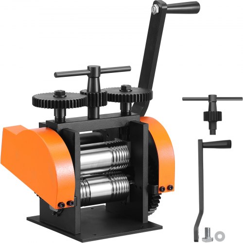 VEVOR 3 in 1 handwalserij 45 mm combinatiewalserij, handwalserij sieradenwalserij instelbare dikte van 0 tot 6 mm, handwalserijmachine voor platina/K-goud/messing/aluminium afbeelding