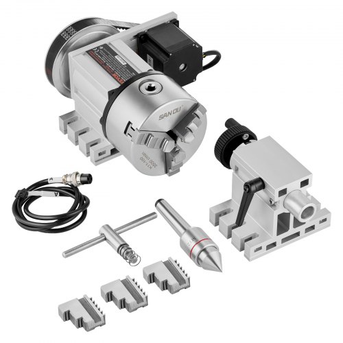 VEVOR klauwplaat K11-100mm drieklauwplaat 4e as van de CNC-rotatie-as, een overbrengingsverhouding van 6:1 en een Nema23 tweefasige stappenmotor 3-klauwplaat voor CNC-frezen