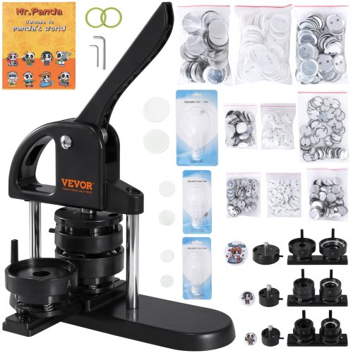 VEVOR button machine button maker machine 25/32/58 mm, badge punch press, button press, DIY badge press machine button badge maker voor gepersonaliseerde badges inclusief magisch boek afbeelding