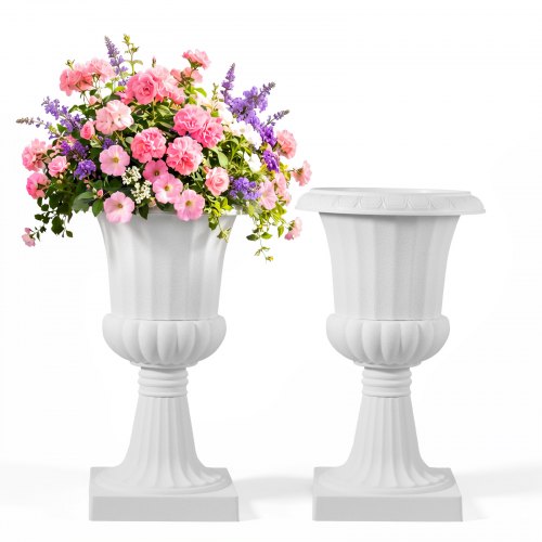 VEVOR Plastic Bloempotstandaard, 25 x 42 cm, 2-Pack, Bloempot, Plantenschaal, Witte Bloempotten, voor Veranda, Bruiloft, Feest, Huis, Podium, Balkon,