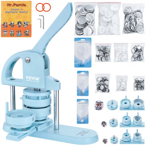 VEVOR Buttonmaker Button Maker Machine, 25/32/58mm 3 in 1 Pinmaker, 300 stuks Button Onderdelen, Buttonmaker Machine met Panda Magic Book, Bow Handle Punch Set voor doe-het-zelf cadeaus voor kinderen afbeelding