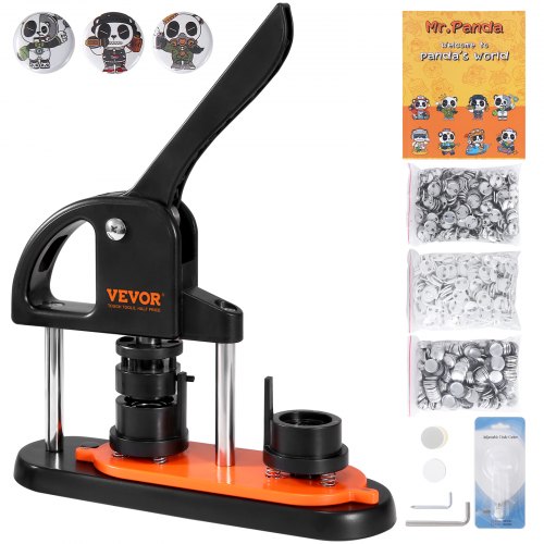VEVOR knopenmachine knopenmaker machine 25 mm 500 stuks Badgeponspers, knoppers, DIY badgepersmachine knopenbadgemaker voor gepersonaliseerde badges inclusief magisch boek afbeelding