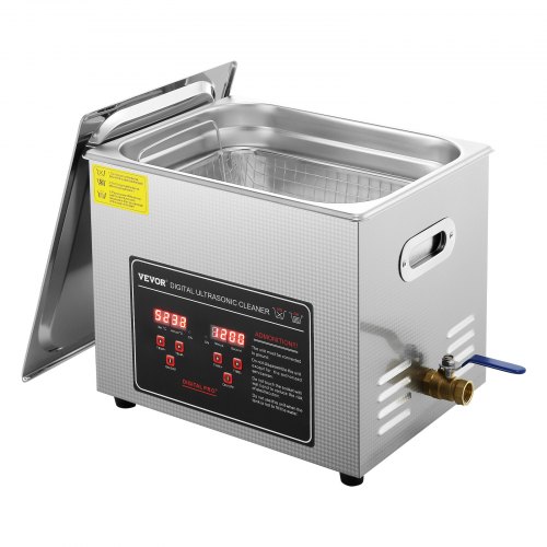 VEVOR ultrasoonreiniger ultrasoon roestvrijstalen reinigingsapparaat 351 W, 10 L ultrasoon reinigingsapparaat met digitaal display 0-30 minuten, ultrasoon reinigen voor sieraden, brillen, horloges enz. afbeelding