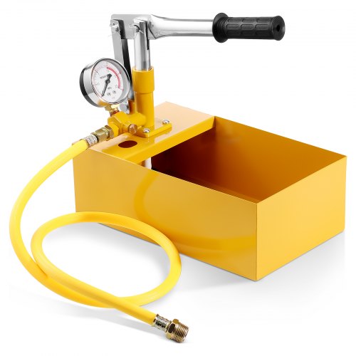VEVOR drukpomp, max. 25 bar, vulpompset met enkele klep en manometer, 5 L watertank, 1 m slang met 1/2 inch buitendraad aansluiting voor pijpleidingen afbeelding