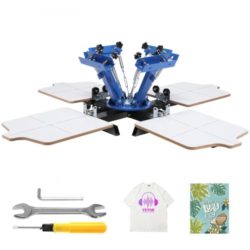 VEVOR 360° roterende zeefdruk 54 x 45 cm zeefdrukapparatuur T-shirt dubbellaagse palletpers voor positionering, blauw afbeelding