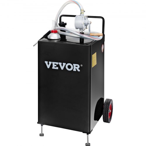 VEVOR 30 gallon gascaddy, brandstofopslagtank met wielen, draagbare brandstofcaddy met handmatige overdrachtpomp, benzine-dieselbrandstofcontainer voor auto's, grasmaaiers, ATV's, boten