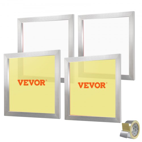 VEVOR 4-delige aluminium schermframe zeefdrukpers 20 "x20", zeefdrukmachine-accessoires 110 mesh, zuurbestendig en niet-vervormbaar voor kussensloop, stof, papier, kopieerpapier, enz. afbeelding