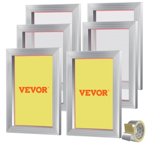 VEVOR 6 stuks aluminium schermframe zeefdrukpers 10" x 14", zeefdrukmachine-accessoires 110 mesh, zuurbestendig en niet-vervormbaar voor kussensloop, stof, papier, kopieerpapier, enz. afbeelding