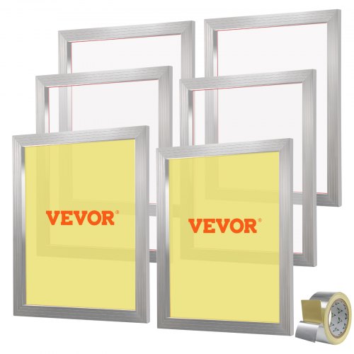 VEVOR Zeefdruk Kit, 6 Stuks Aluminium Zeefdruk Frames, 20" x 24" Zeefdruk Frame met 110 Mesh High Tension Nylon Doek & Afdichtingstape voor T-Shirt DIY Printing afbeelding